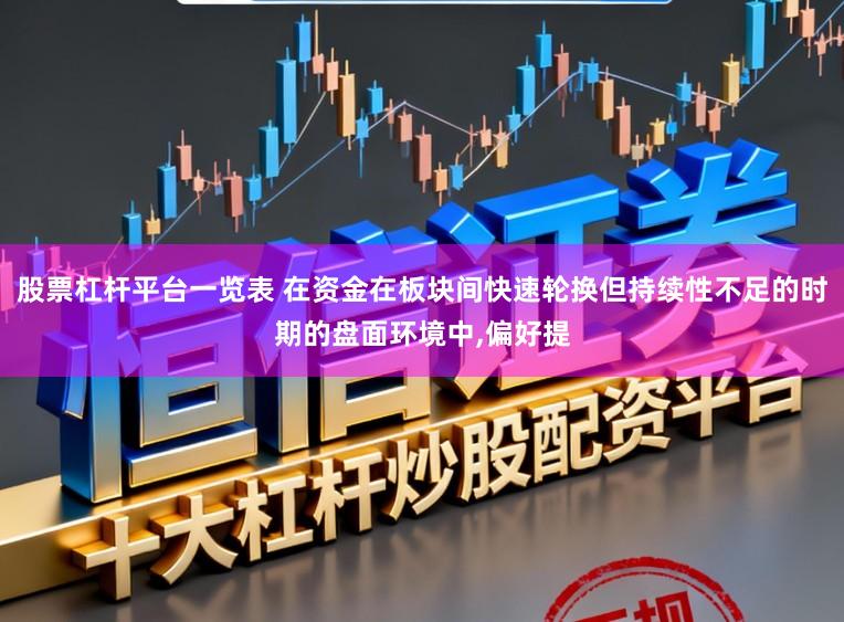 股票杠杆平台一览表 在资金在板块间快速轮换但持续性不足的时期的盘面环境中，偏好提
