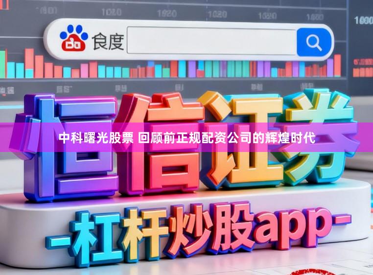 中科曙光股票 回顾前正规配资公司的辉煌时代